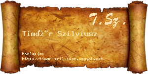 Timár Szilviusz névjegykártya